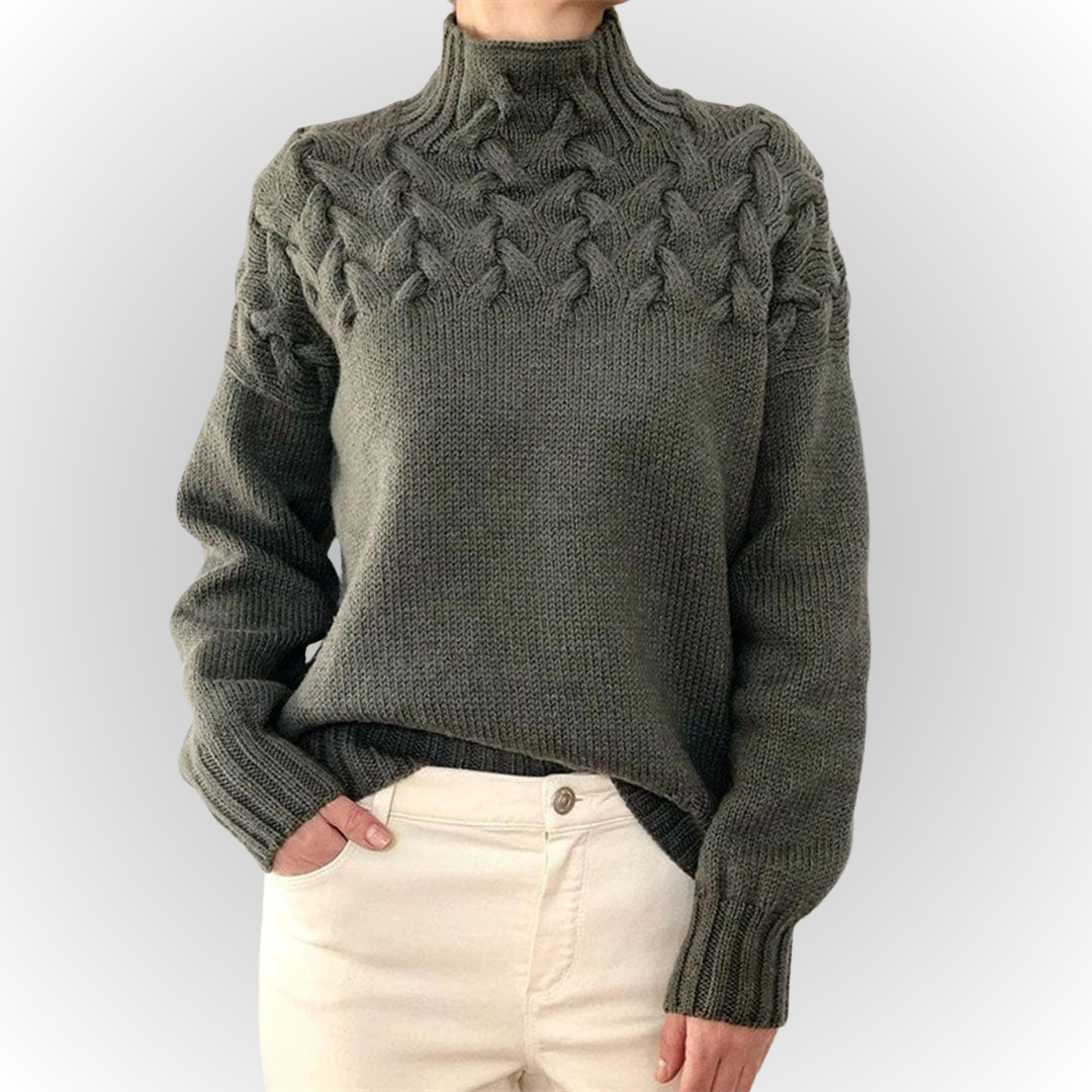 Ivyshape | Cozy Cable Knit Turtleneck Sweater