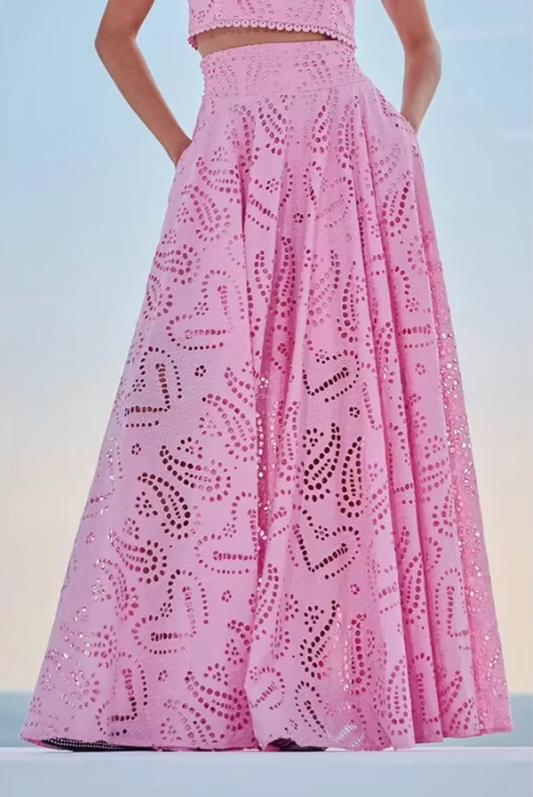 Ivyshape | Short Top and Long Skirt of Cotton Linen