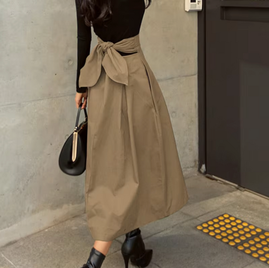 Ivyshape | Long Skirt with Bow