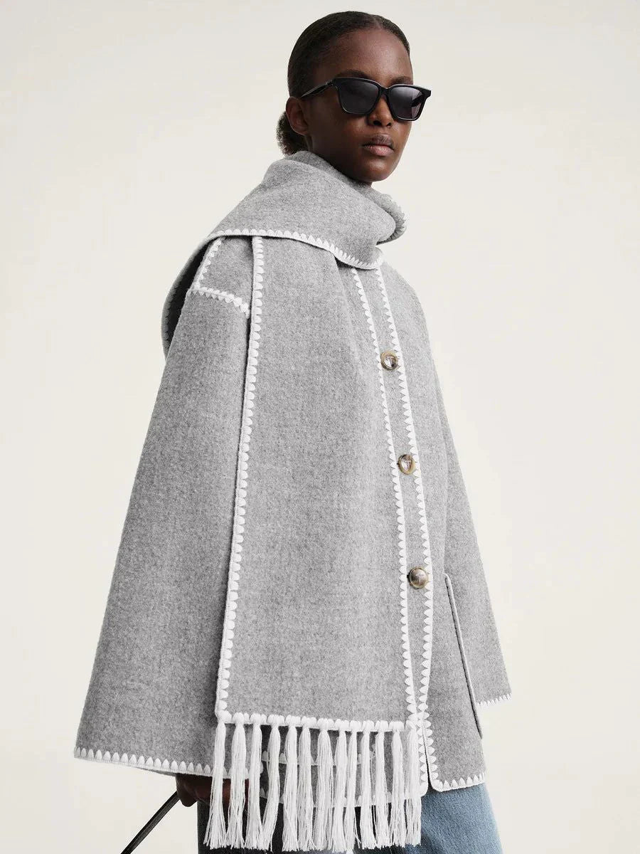 Ivyshape | Wool Blend Oversized Wrap Coat