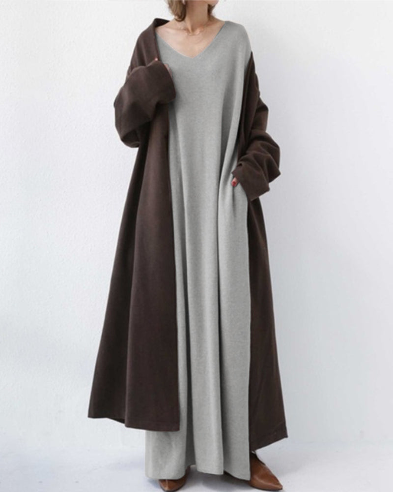 Ivyshape | Warm Full-Sleeve Long Dress for Women