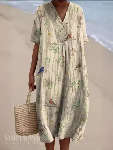 Ivyshape | Casual dress with floral print made of breathable cotton fabric