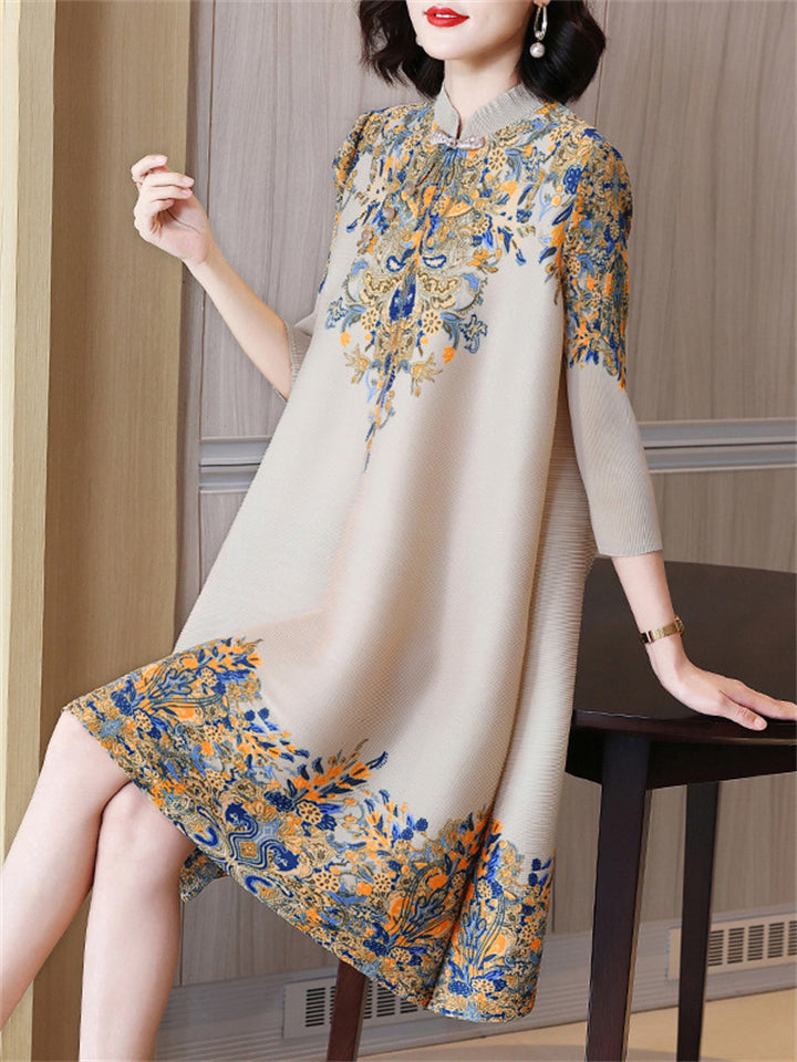 Women's Plus Size Chinese Style Printed Dress