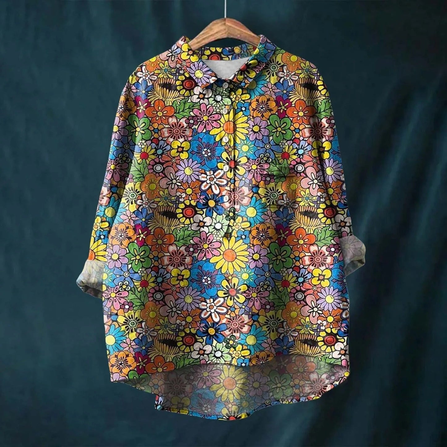 Vibrant Floral Print Blouse for Women (2XL)