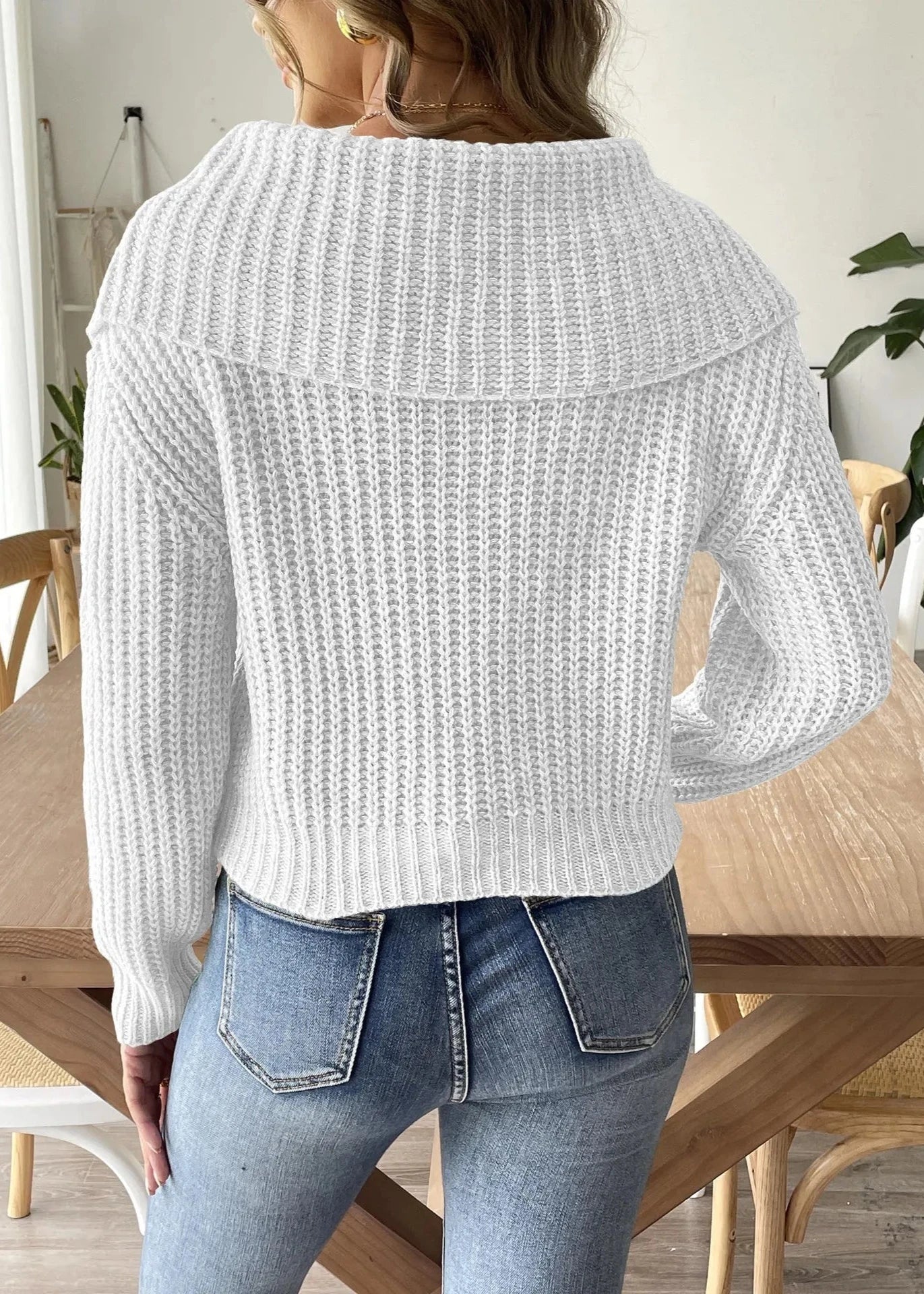 Ivyshape | Women's Short Beaded Lapel Sweater Chic & Stylish