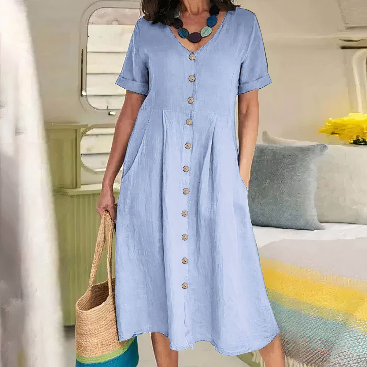 Ivyshape | Cotton-Linen Dress