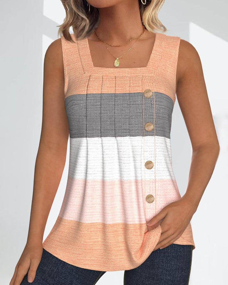 Ivyshape | Striped Top Buttons And Pleats