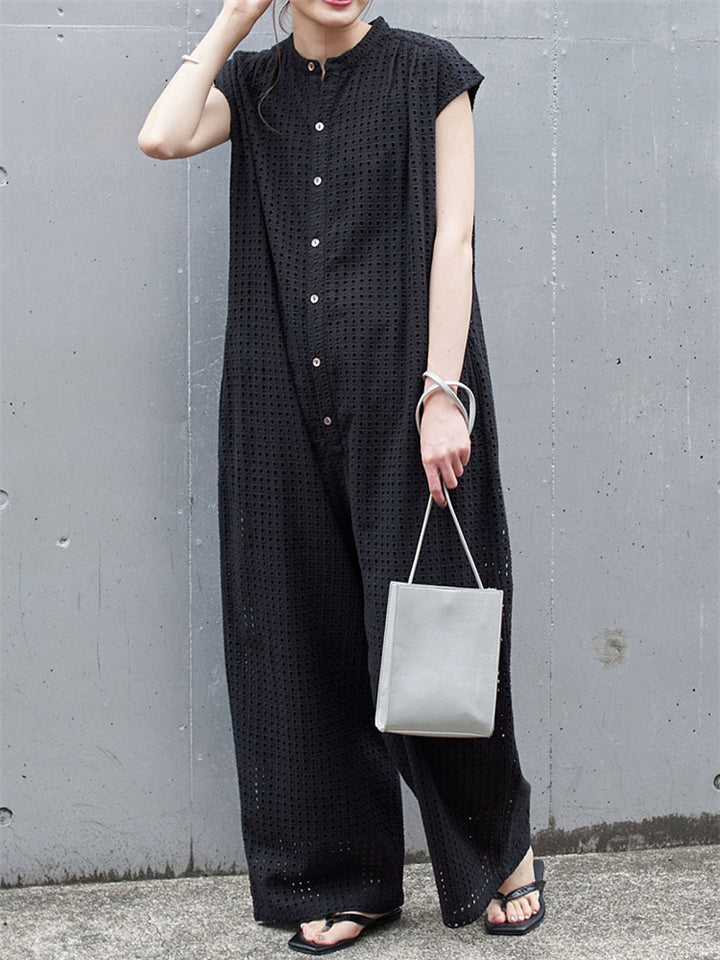 Cozy Relaxed Eyelet Jumpsuits