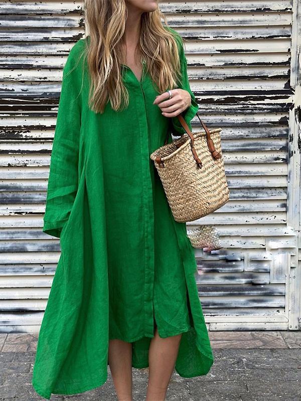 Ivyshape | Women's Casual Long-Sleeved Shirt Dress