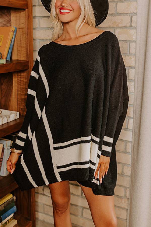 Ivyshape | Lifestyle Knit Colorblock Drop Shoulder Sleeve Oversized Sweater