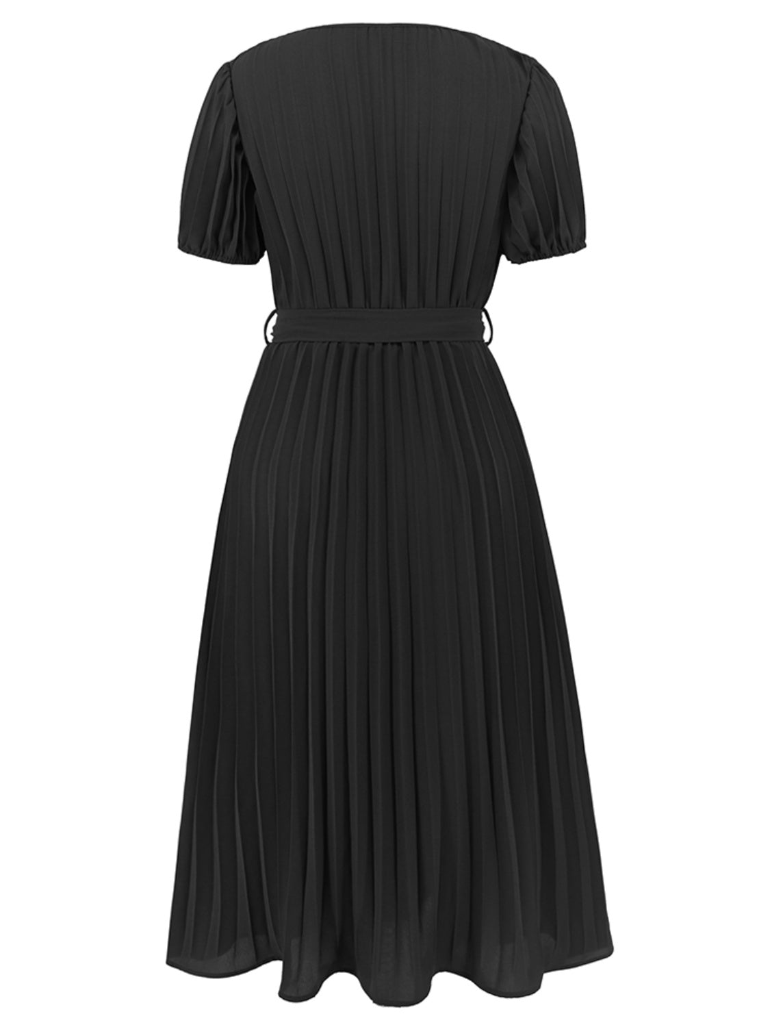 Ivyshape | Pleated Surplice Tie Waist Midi Dress