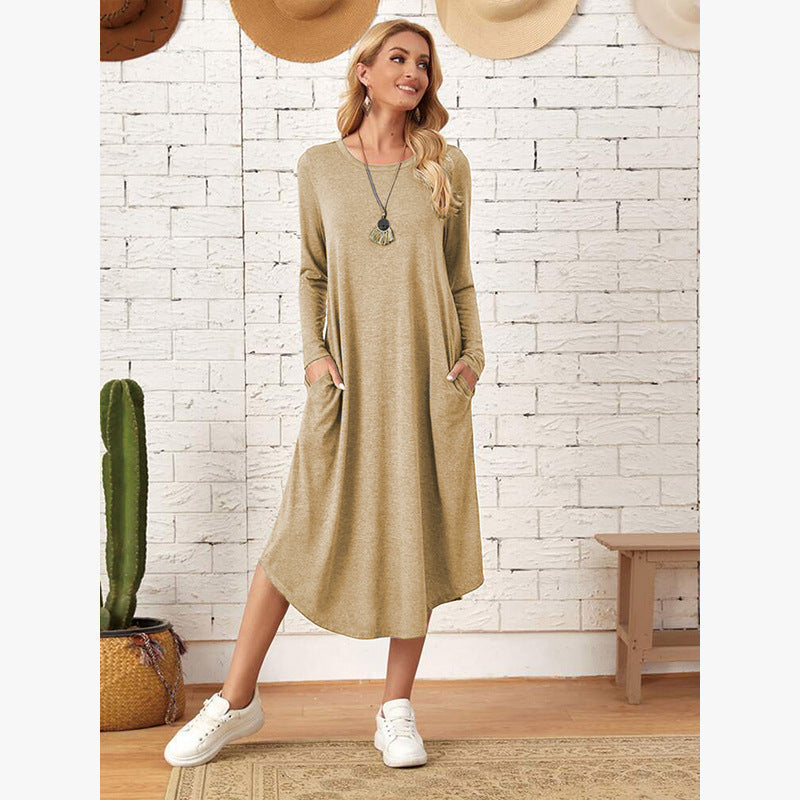 Ivyshape | Solid Color Casual Long Sleeve Dress