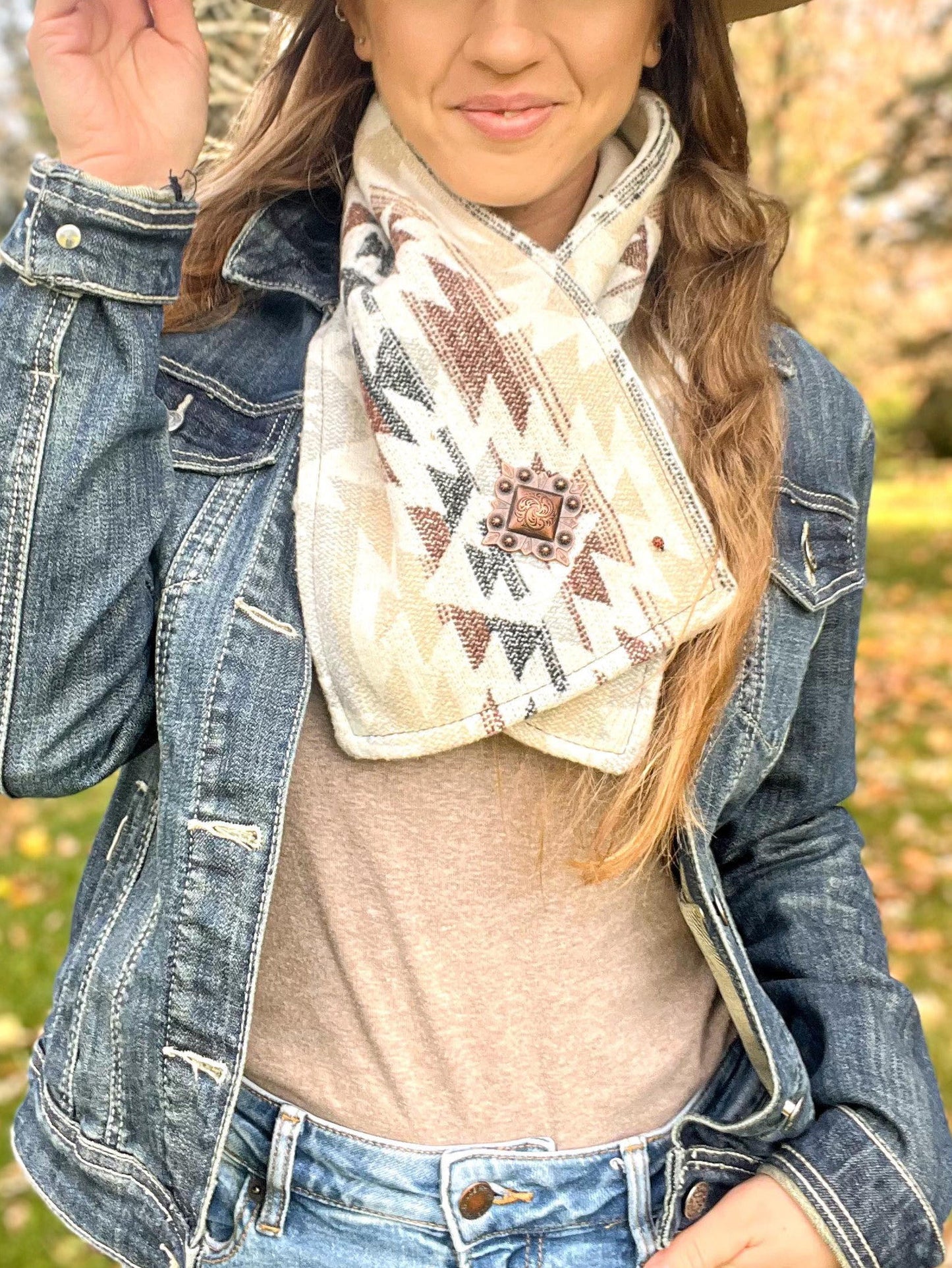 Ivyshape | Western Cowboy Khaki Warm Neck Hood