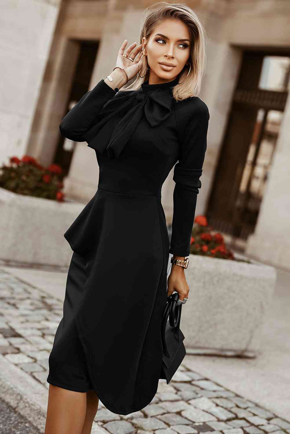 Bow Detail Long Sleeve Dress