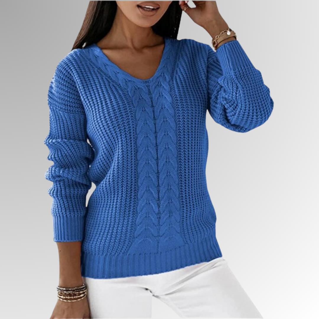 Ivyshape | Soft Knit Sweater with Cable Pattern