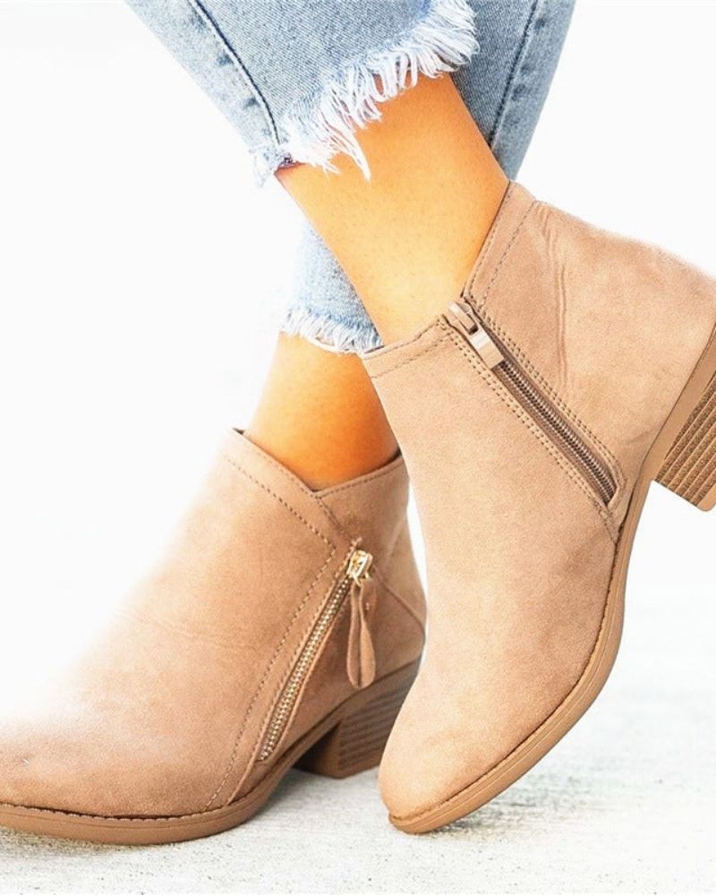 Ivyshape | Suede Boots With Thick Heels