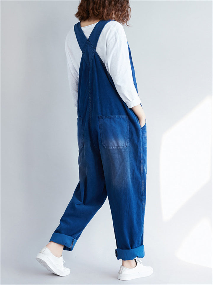 Corduroy Causal Wide-leg Denim Jumpsuits