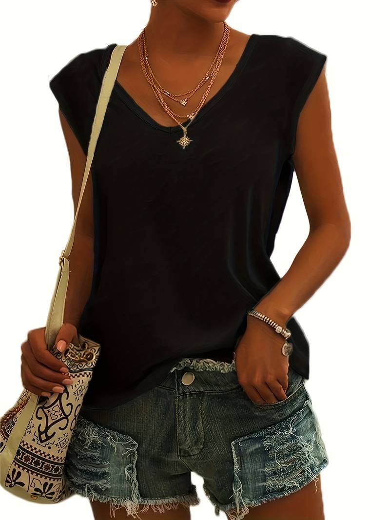 IvyShape | Casual, Simple T-Shirt with V-Neck