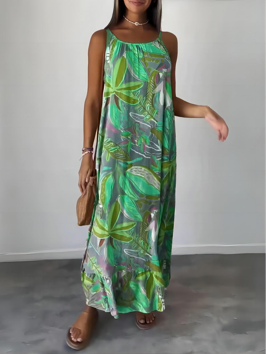 Ivyshape | Strap Printed Long Dress for Women