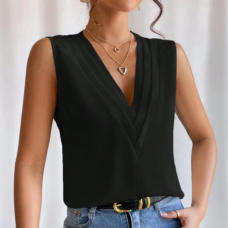 Elegant Sleeveless Loose-Fit Blouse for Women