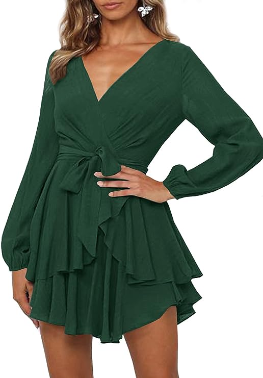 Ivyshape | Gwen Dress with V-Neck and Lantern Sleeves