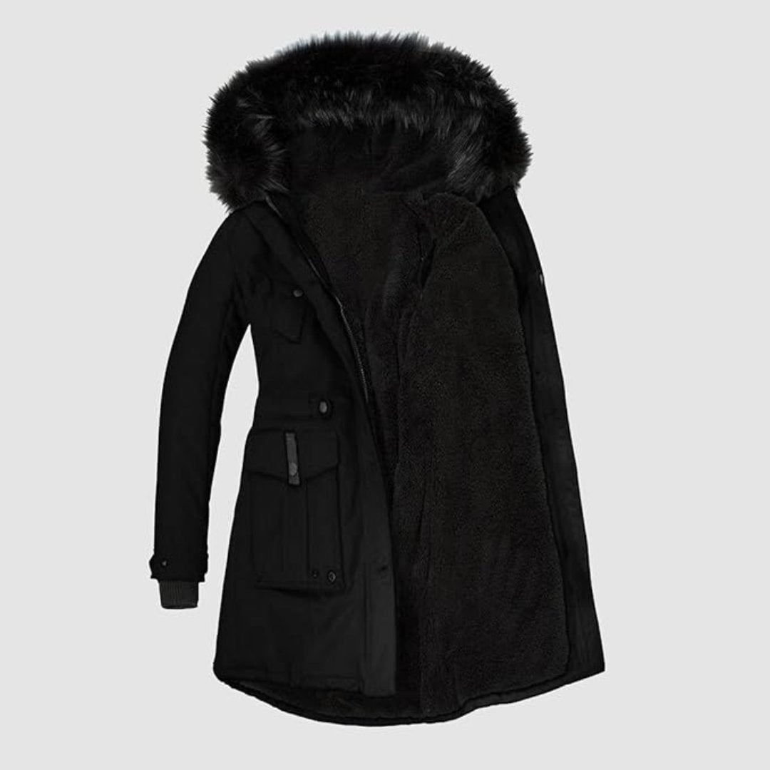 Ivyshape | Winter jacket with cozy vegan faux fur lining