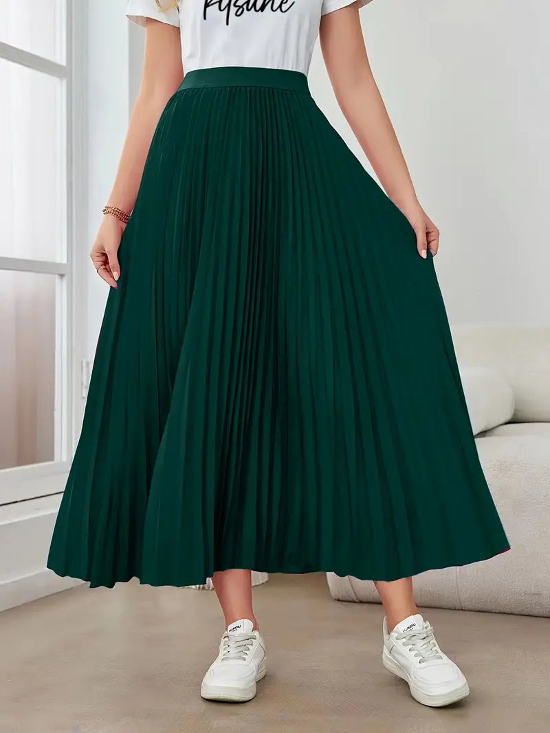 Ivyshape | Women's Stylish Pleated Skirt Long