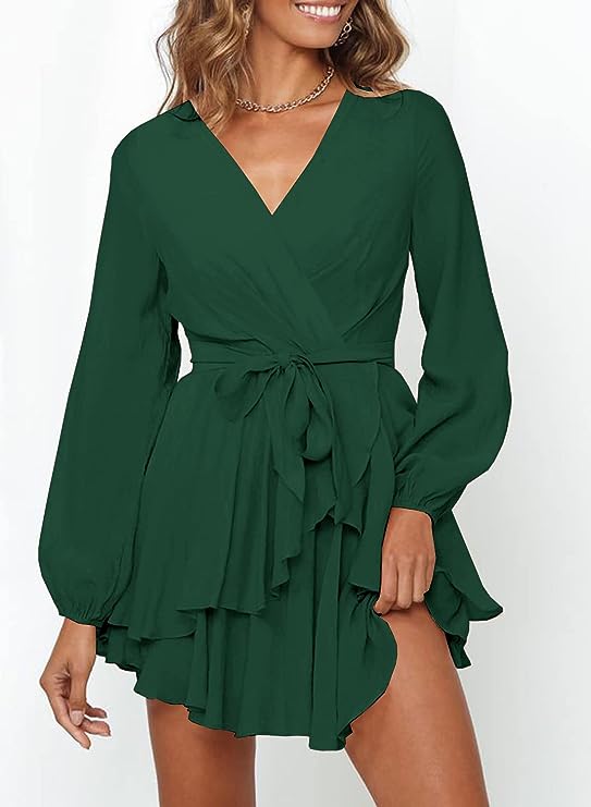 Ivyshape | Gwen Dress with V-Neck and Lantern Sleeves