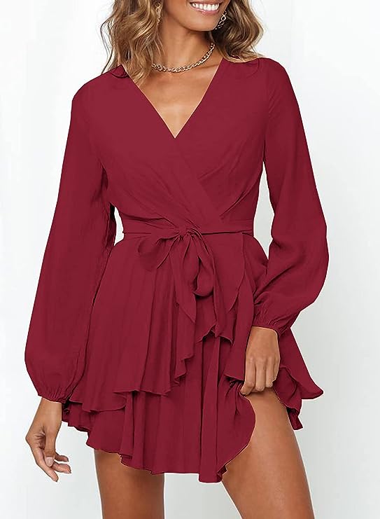 Ivyshape | Gwen Dress with V-Neck and Lantern Sleeves