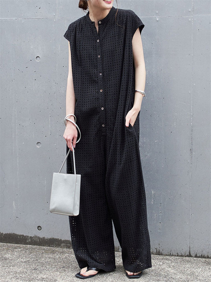 Cozy Relaxed Eyelet Jumpsuits