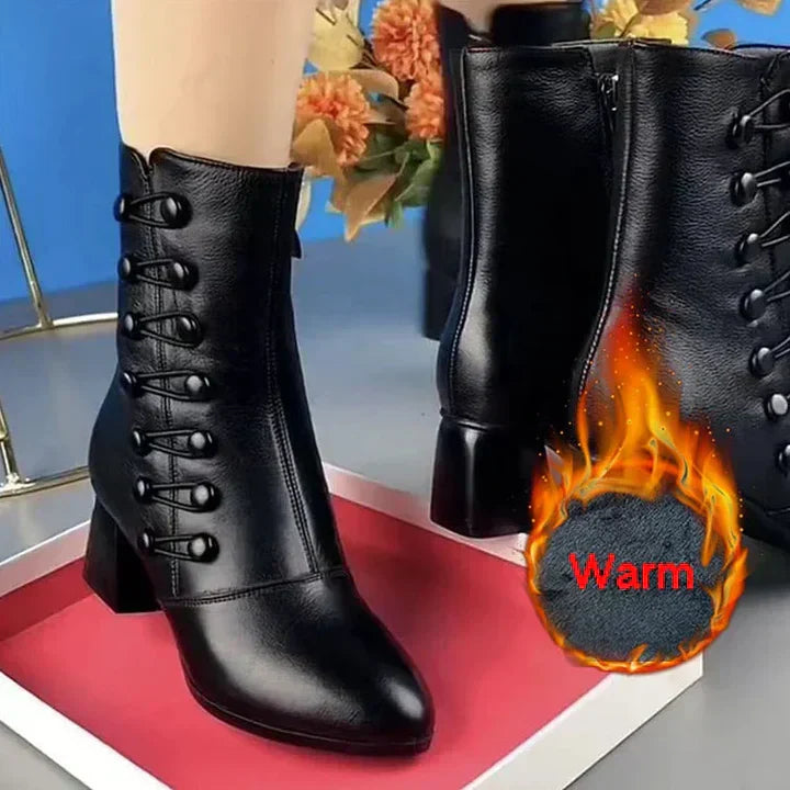 Ivyshape | Women's Boots Made of Coarse Leather