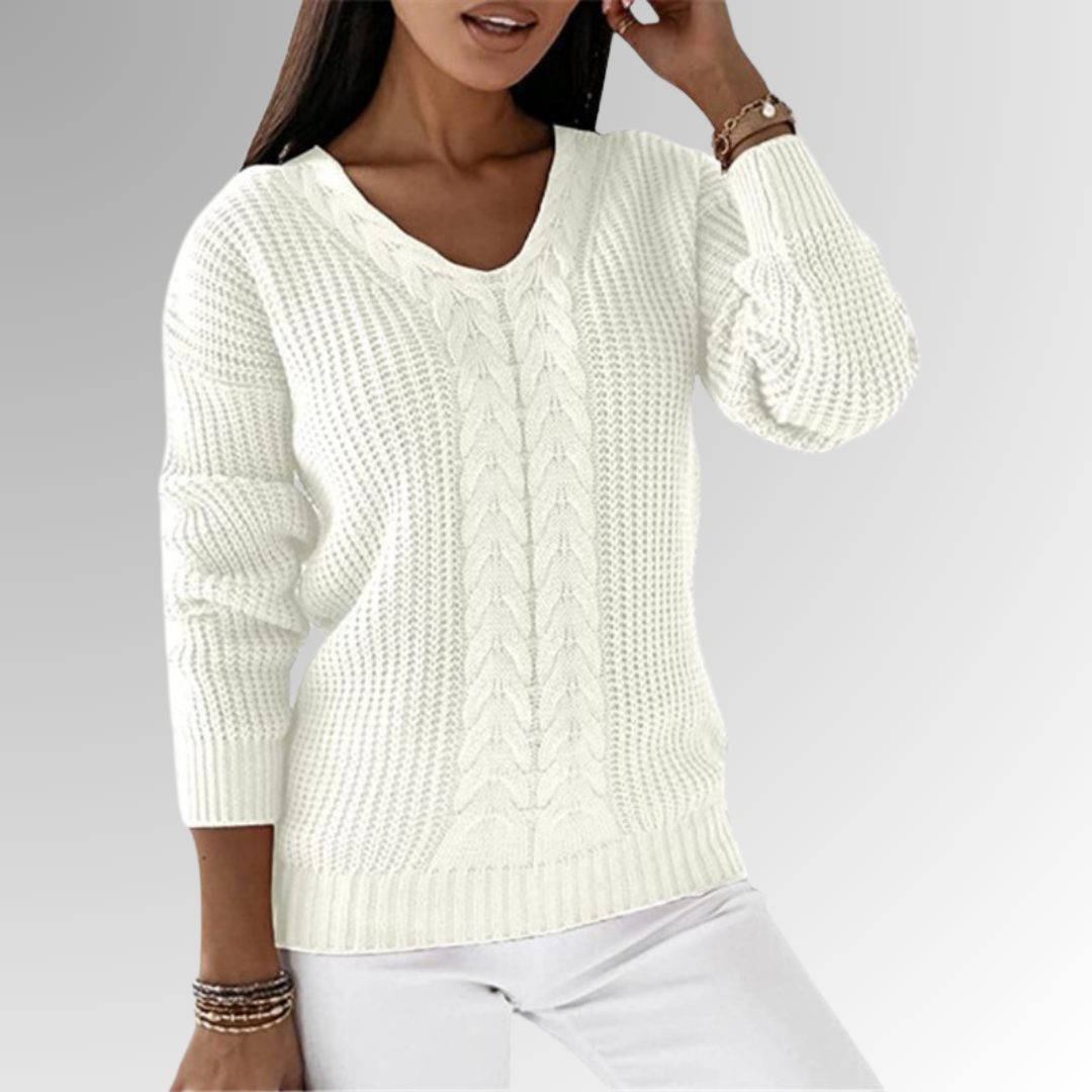 Ivyshape | Soft Knit Sweater with Cable Pattern