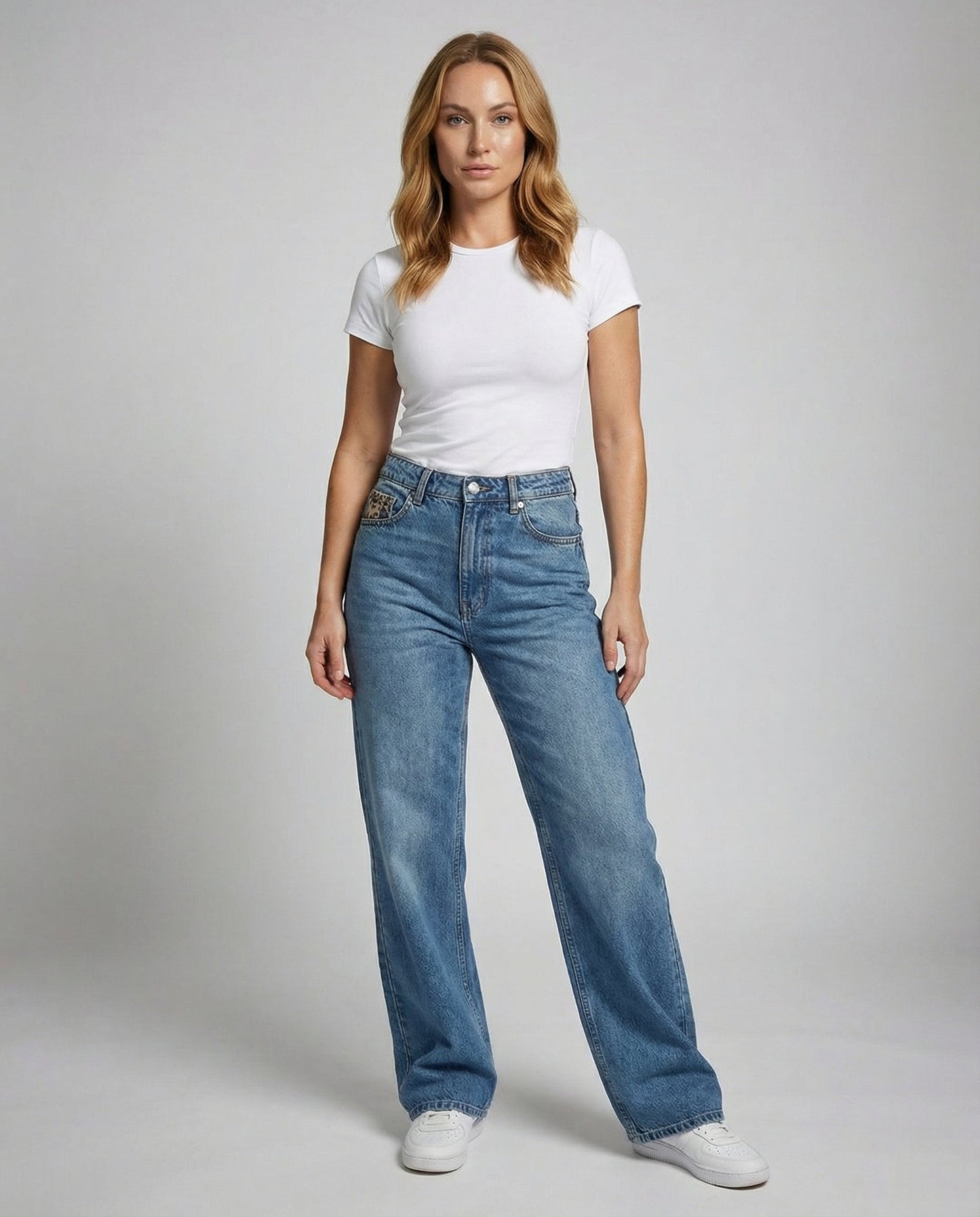 retro leopard boyfriend jeans with relaxed vintage fit