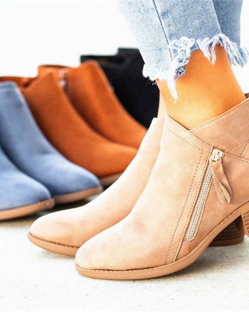 Ivyshape | Suede Boots With Thick Heels