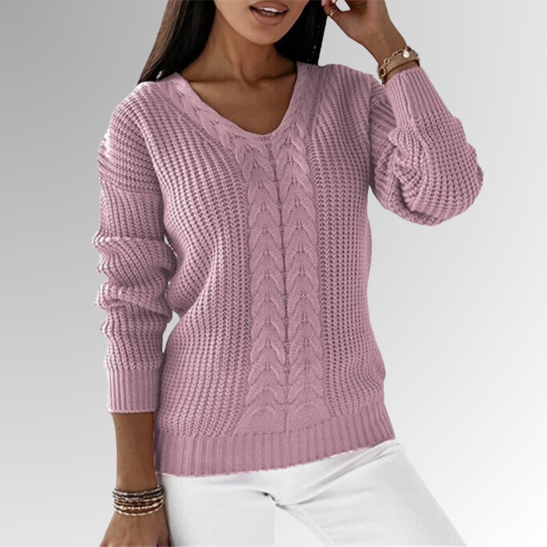 Ivyshape | Soft Knit Sweater with Cable Pattern