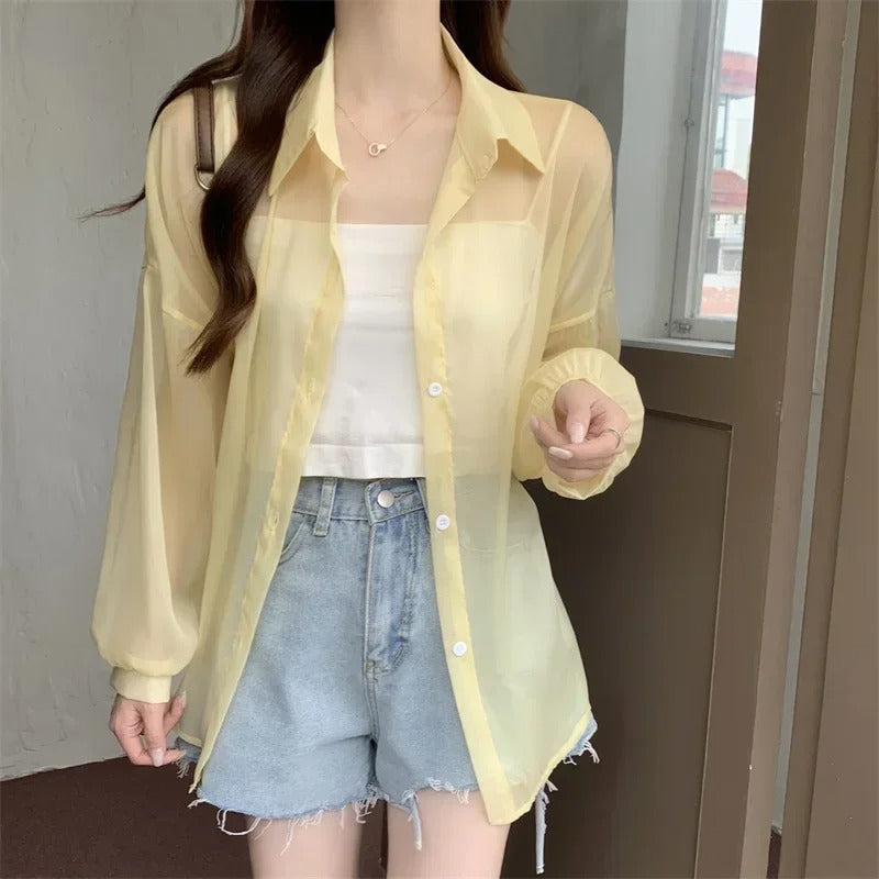 Chic Satin-Effect Button-Up Shirt for Women