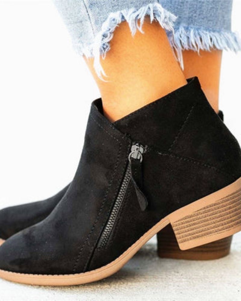 Ivyshape | Suede Boots With Thick Heels