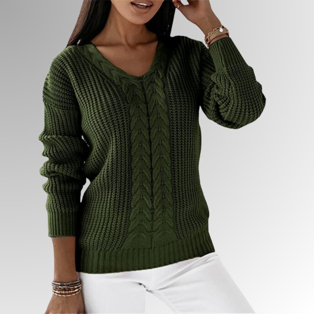 Ivyshape | Soft Knit Sweater with Cable Pattern