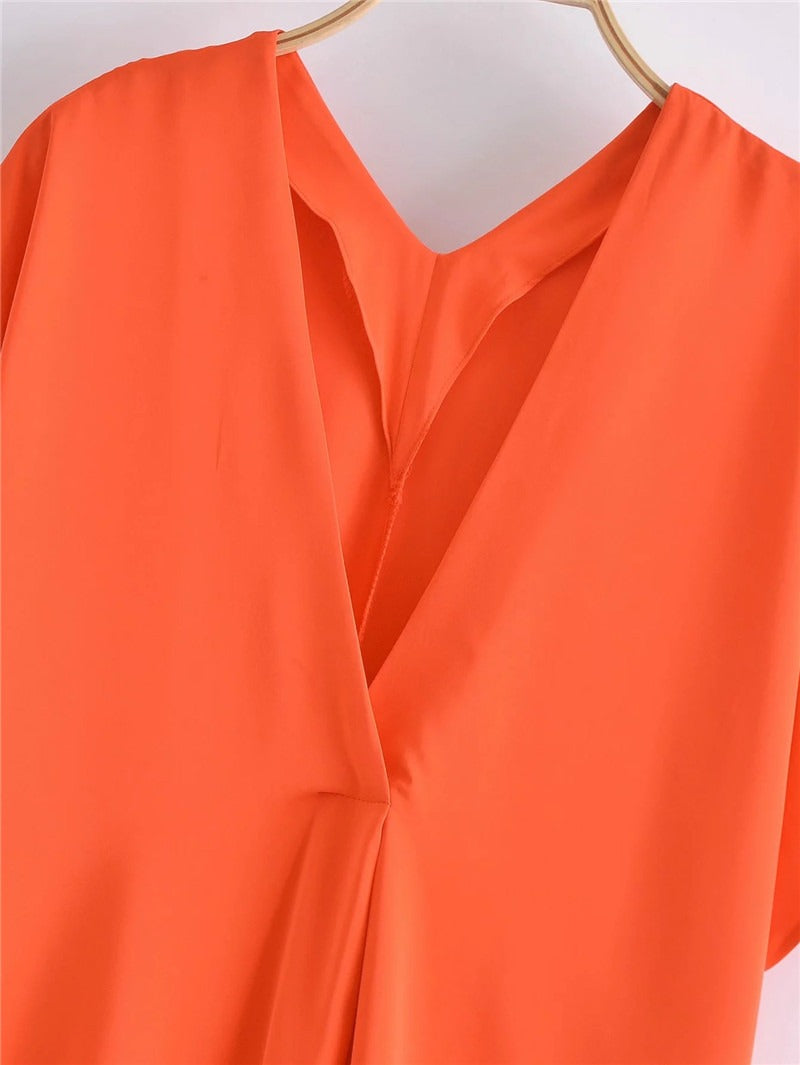 Summer Loose Midi Dress Orange | Ideal for Summer