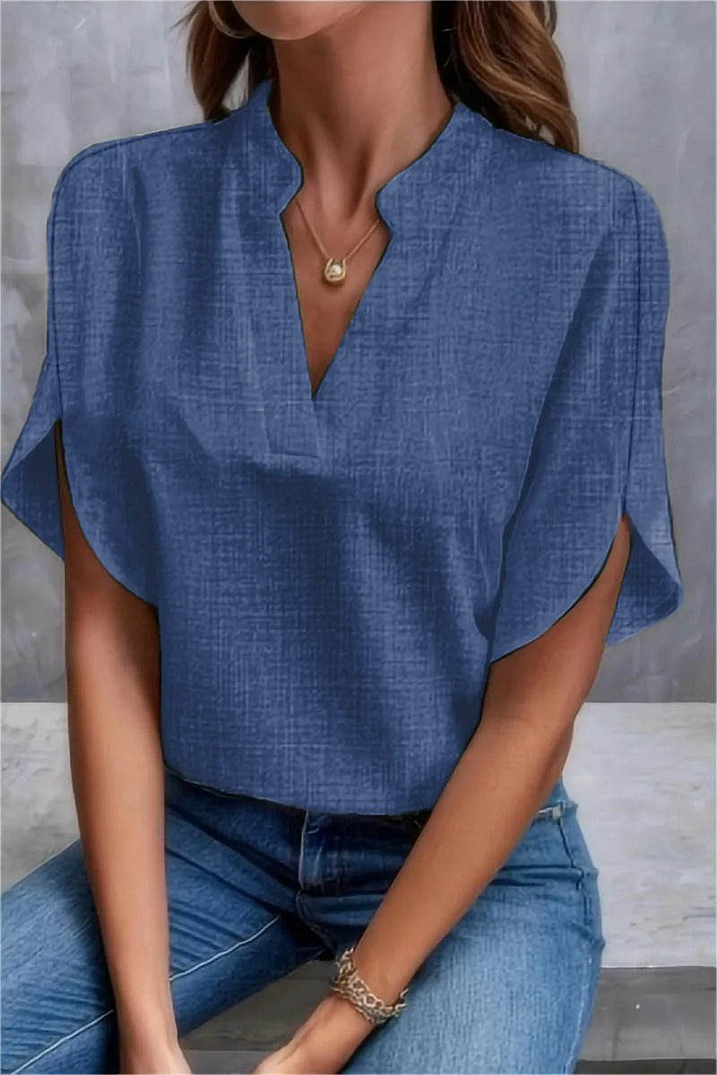 Breezy Linen V-Neck Top for Women