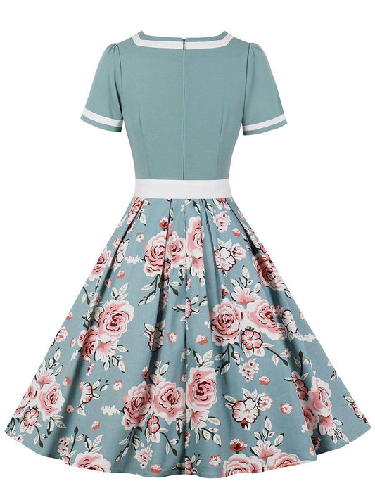 Floral Patchwork Swing Dress