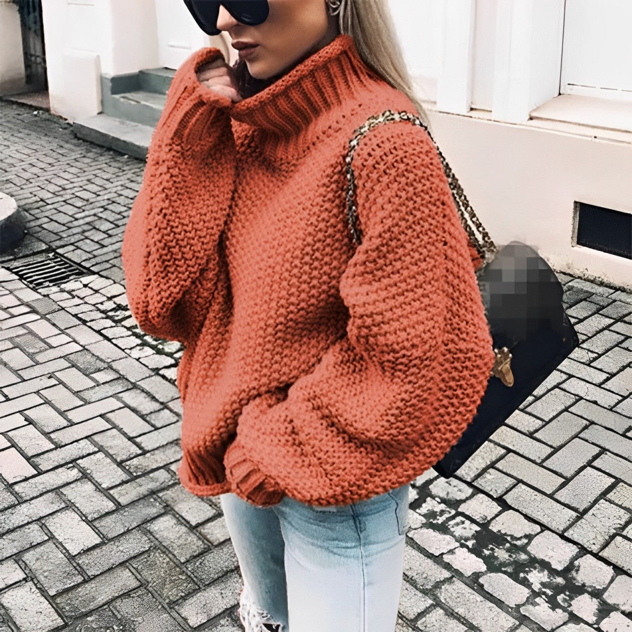 Ivyshape | Thick Sweater with High Collar