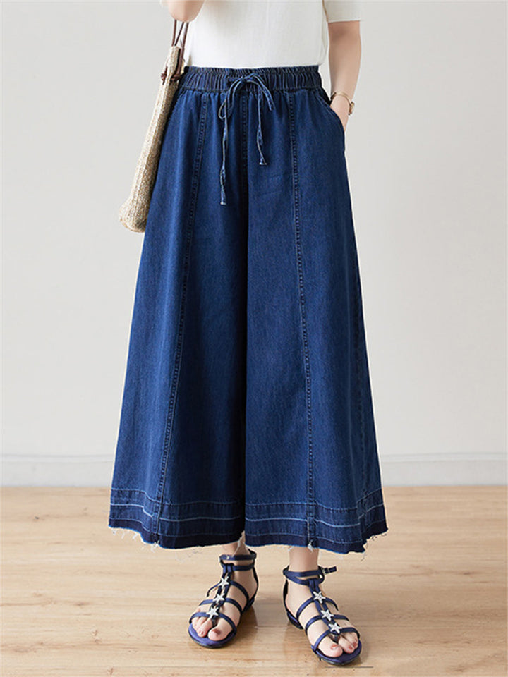 Summer Holiday High-Rise Drawstring Denim Pants for Women