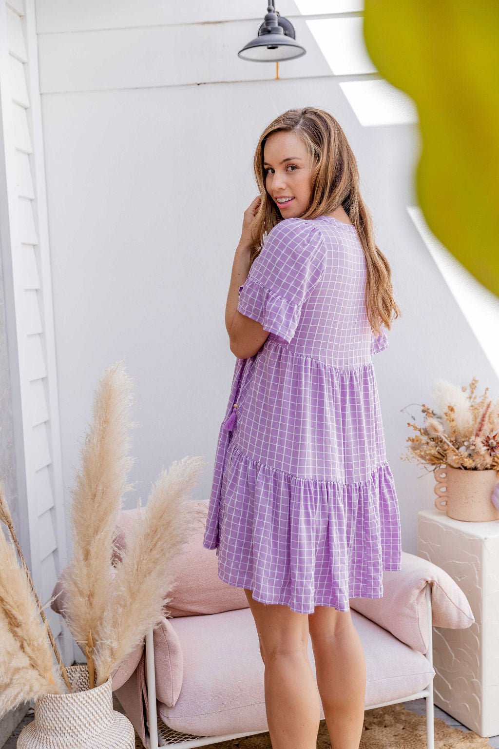 Emerson Dress - Checkered Lavender