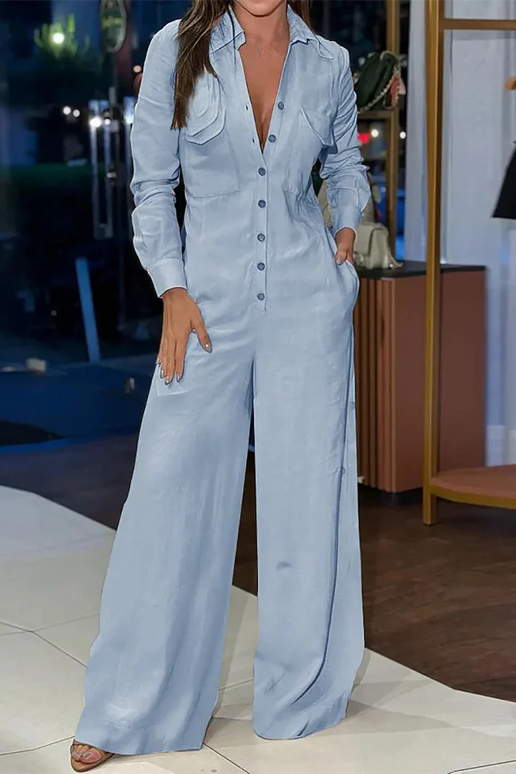 Ivyshape | Stylish Long Sleeve Wide-Leg Jumpsuit