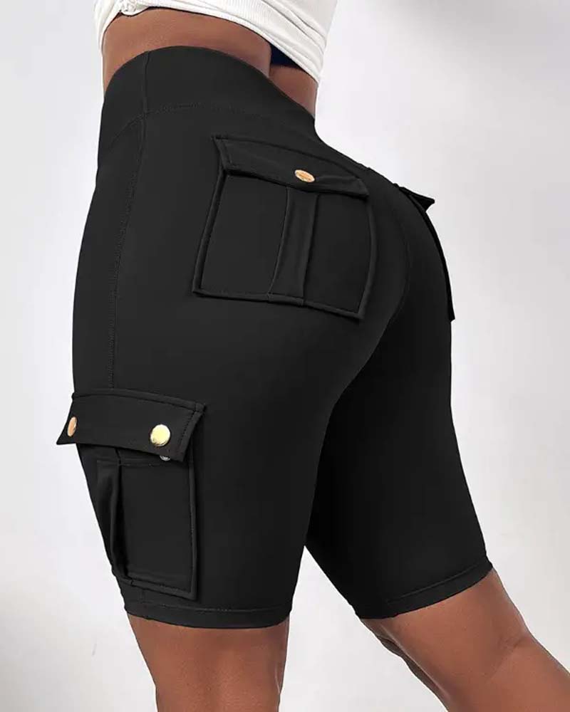 Ivyshape | Women's Casual Shorts With Pockets Plain