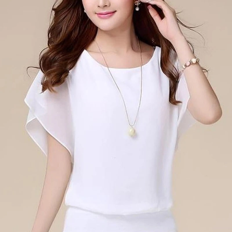 Lightweight Pleated Chiffon Blouse for Women