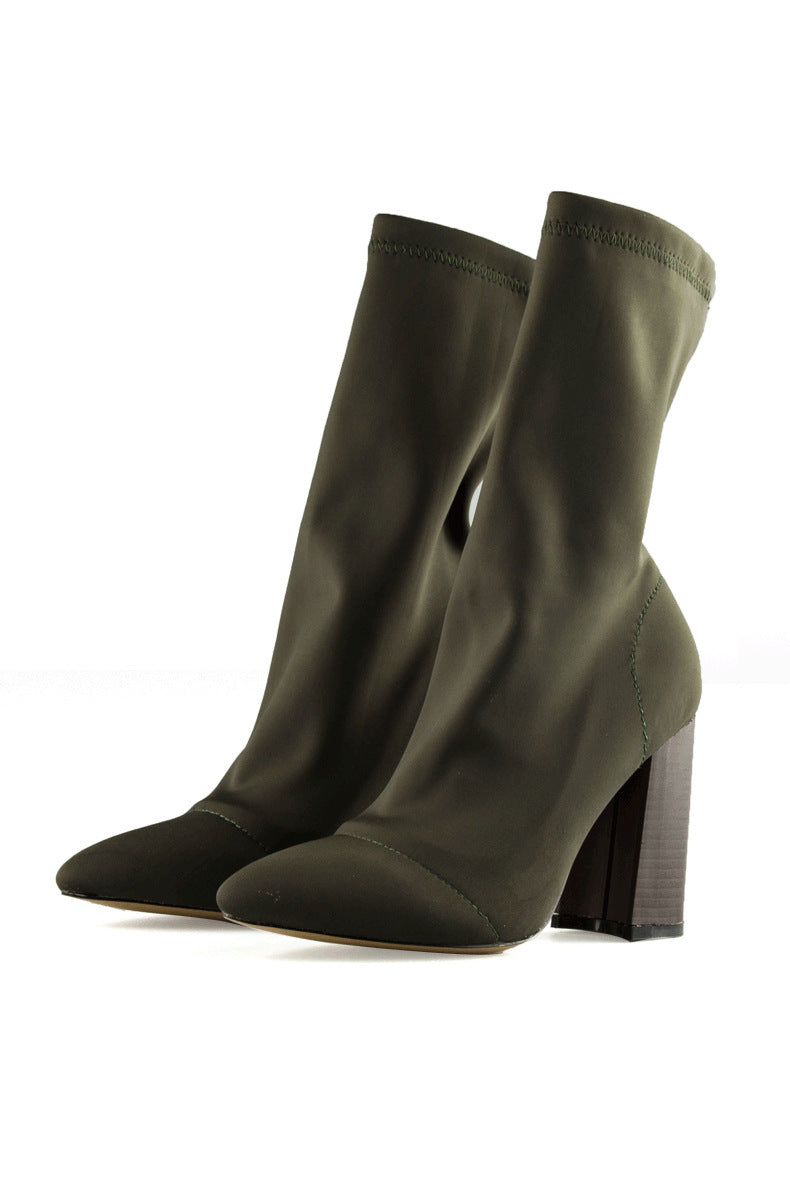 Ivyshape | Thick Wool Boots with Heel