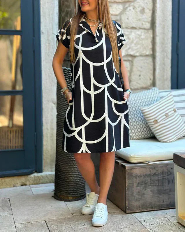 Printed Midi Dress - Casual - Unique Print - Ideal for Summer