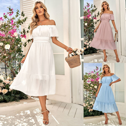 Summer Elegant Off-Shoulder Midi Dress | Ideal for Summer